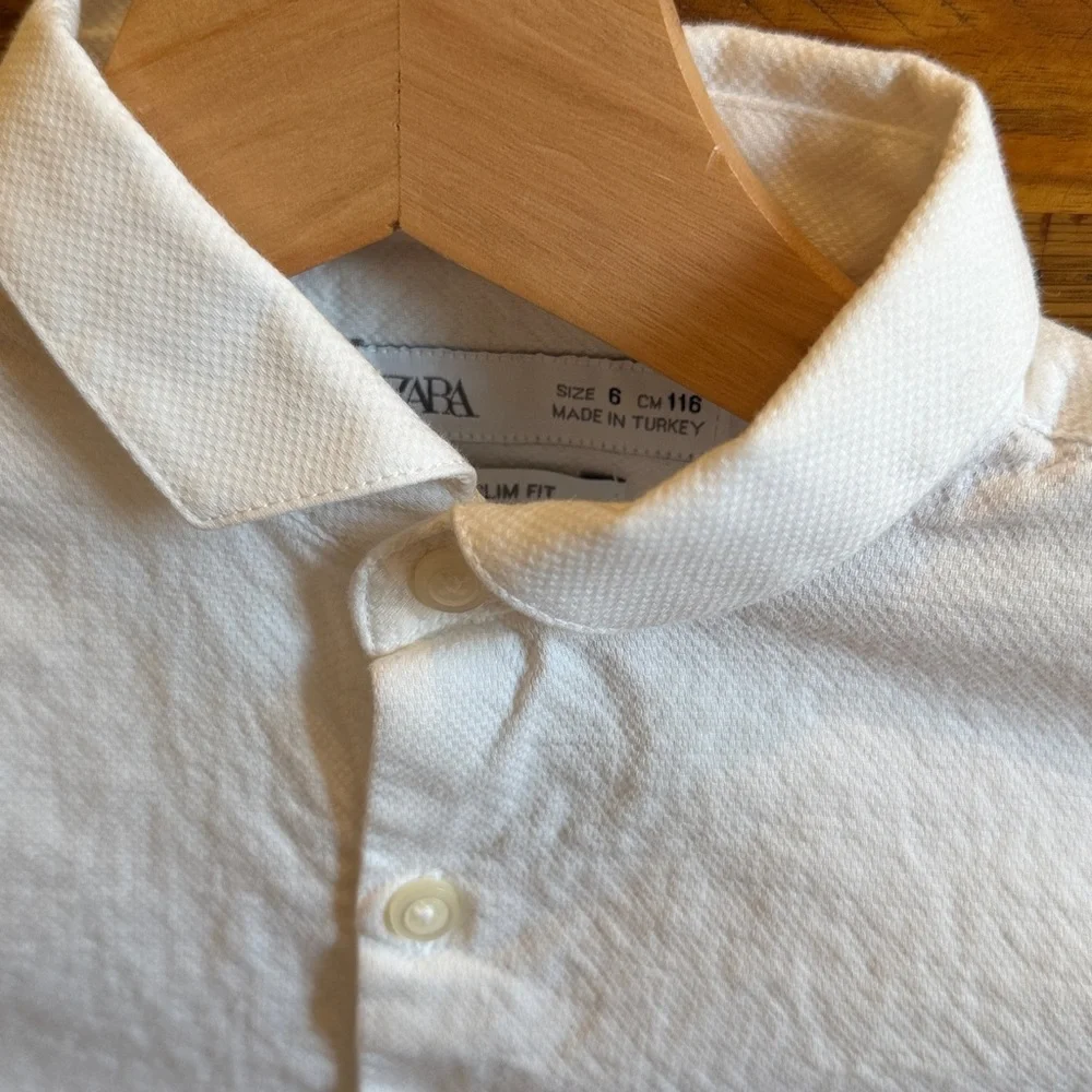 Zara Boy’s White Button-Up Shirt and Blue Trousers Set